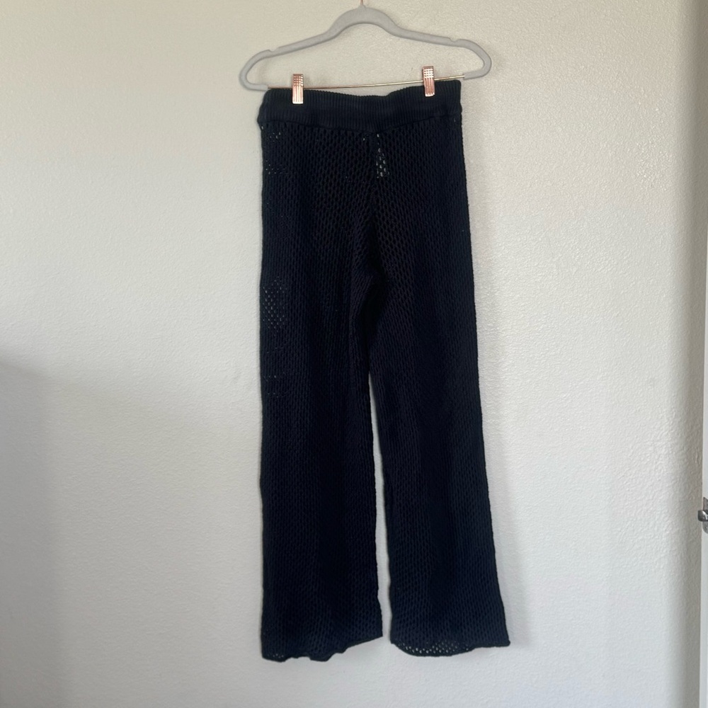 WeWoreWhat Black Crochet Coverup Pants Cotton Drawstring Pull On S $79 - Picture 4 of 11